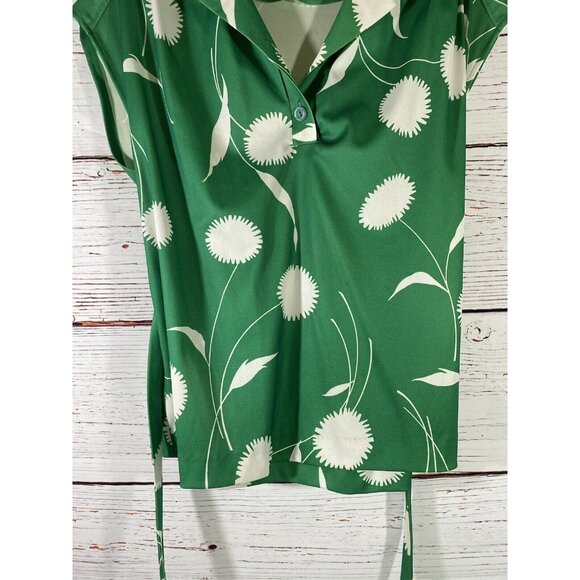 Vintage Marty Gutmacher Pleated Skirt & Blouse Set Size 10 Green White Mod 60’s - Picture 7 of 15